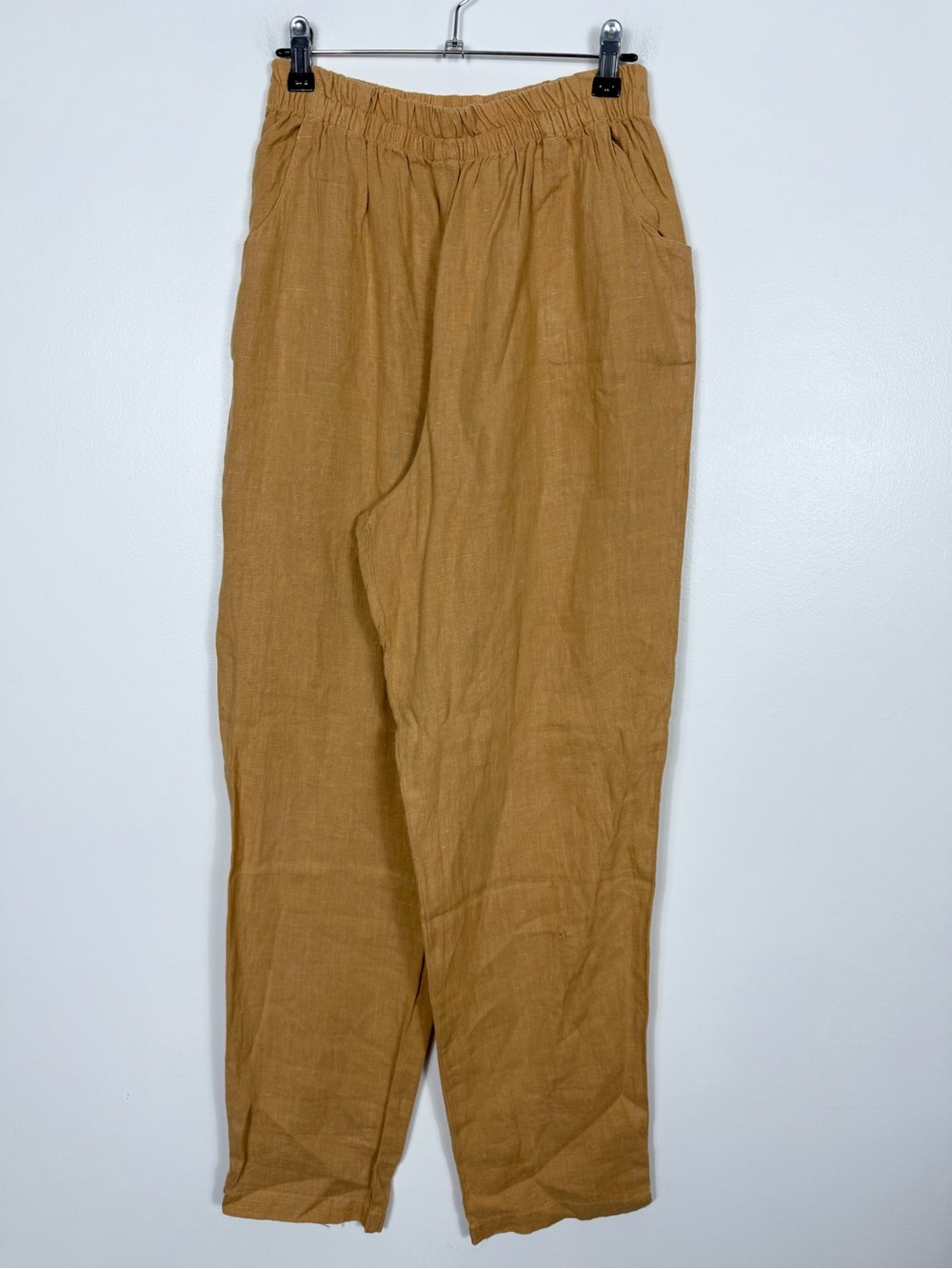 Via Via by Pollero vintage linen mustard tan elastic waistband pant medium